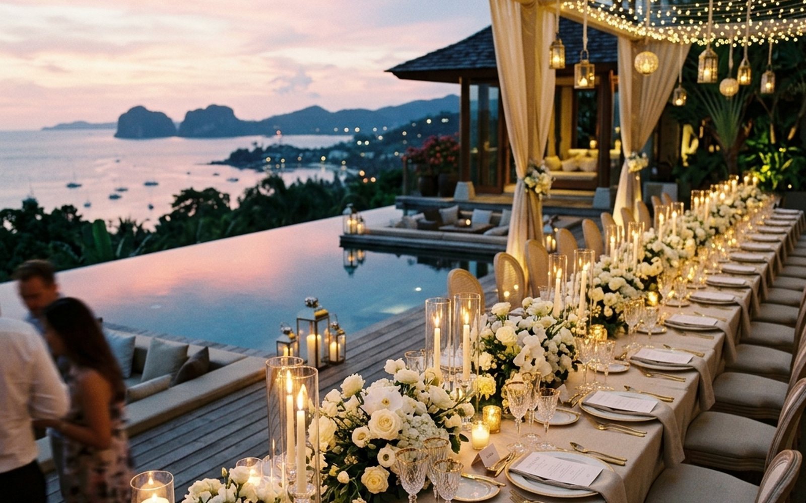 Private villa wedding reception overlooking the Andaman Sea